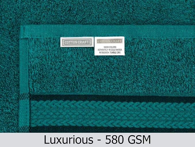 Cotton Craft Ultra Soft 4 Pack Oversized Extra Large Bath Towels 30x54 Teal - Image 9