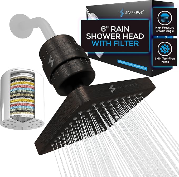 SparkPod Luxury Filtered Shower Head Set 23 Stage Shower Filter by SparkPod