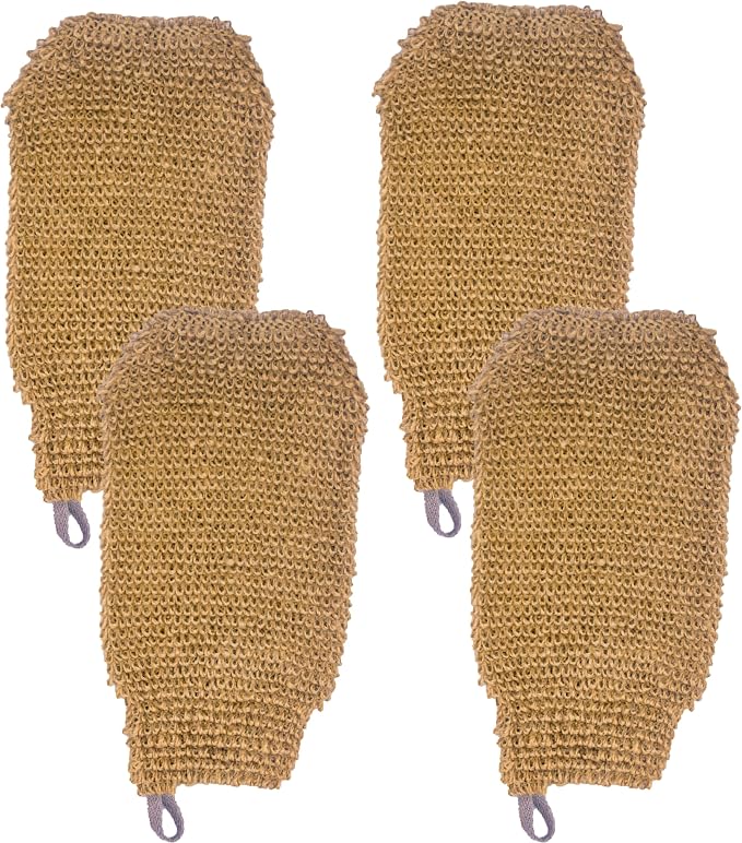 Natural Exfoliating Hemp Bath Mitt Shower Gloves Loofah Washcloth Sponge by Bleu+Bath