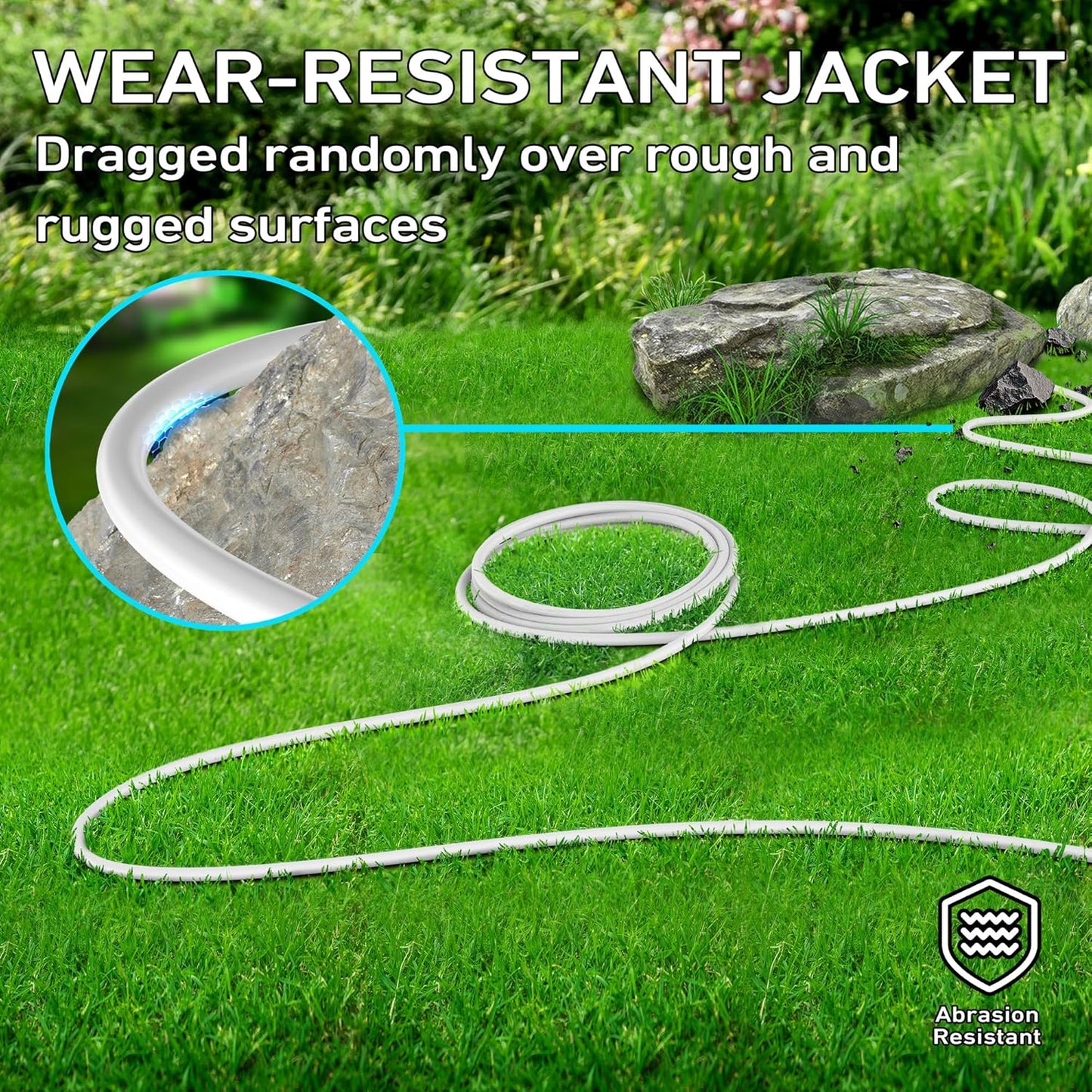 LUCKY TL Indoor Outdoor Extension Cord, 16/3 Gauge White Long Extension Cord 25ft, Waterproof Flexible Case, Made of Pure Copper, 13A 1625W 16AWG SJTW, 3 Prong Heavy Duty Wire, ETL