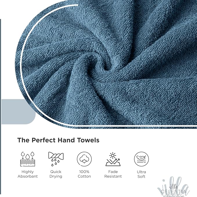 100% Cotton Hand Towel Set of 4, Sustainable, Highly Absorbent, Quick Drying - Image 3