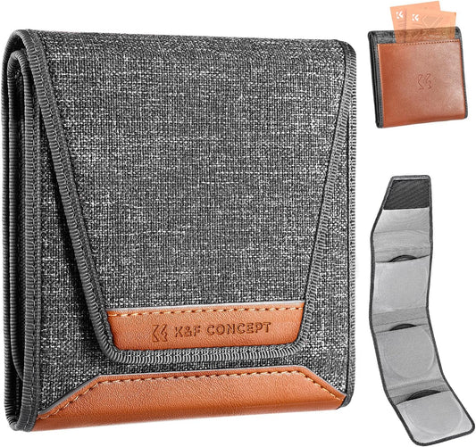 K&F Concept Optics Lens Filter Case, Holds 3 Filters Up to 62mm, Water & Dust Resistant Durable Protective Case, Folding Carry Pouch for Round or Square Filters for Canon Nikon Sony Camera Filters