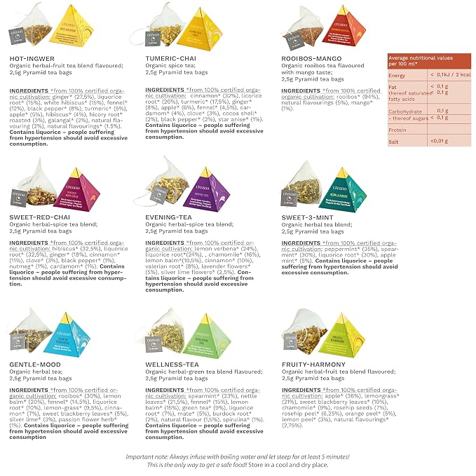 Creano Organic Herbal Tea Gift Set "Organic Herbal Tea" – 12 Pyramid Tea Bags - Image 3