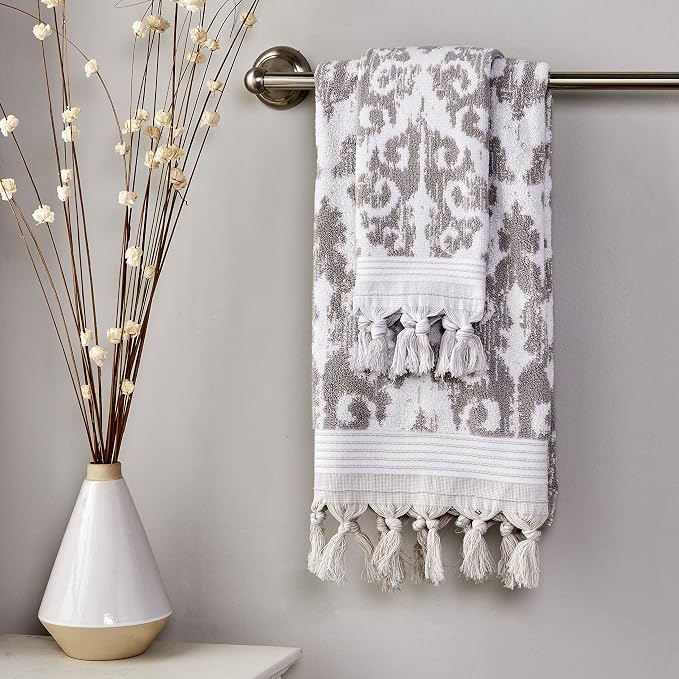 SKL Home Mirage Fringe 100% Turkish Cotton Bath Towel, Taupe 54.00" x 28.00" - Image 6