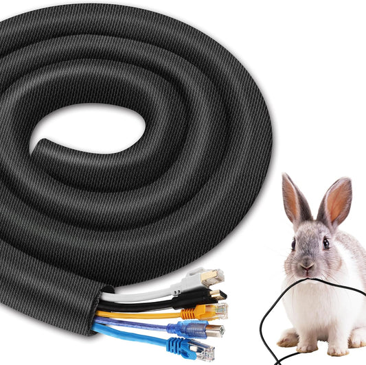 Cord Protectors from Pets No Chew 8.2ft 1/2inch, YCLYC Spilt Wire Protector Tubing Cable Sleeve, Black Cord Wrap Cable Organizer, Power Wire Organizers for Cords, Cable Management Under Desk, Computer