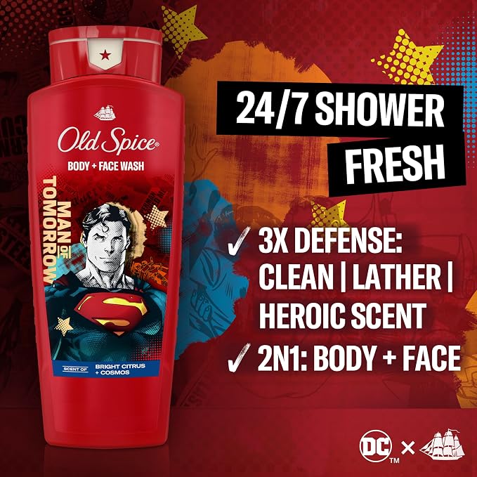 Old Spice Body Wash for Men, Superman: Man of Tomorrow, 3X Defense, 24/7 Shower - Image 2