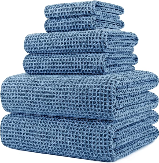 POLYTE 430 GSM Microfiber Quick Dry Lint Free Oversize Bath Towel Set, 6 Piece by Polyte