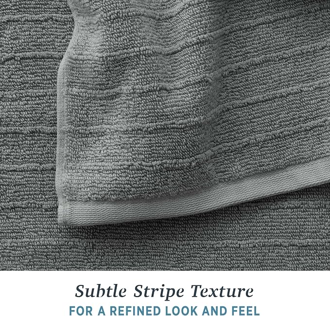 Welhome James 100% Cotton Textured Stripe Towels - Image 3