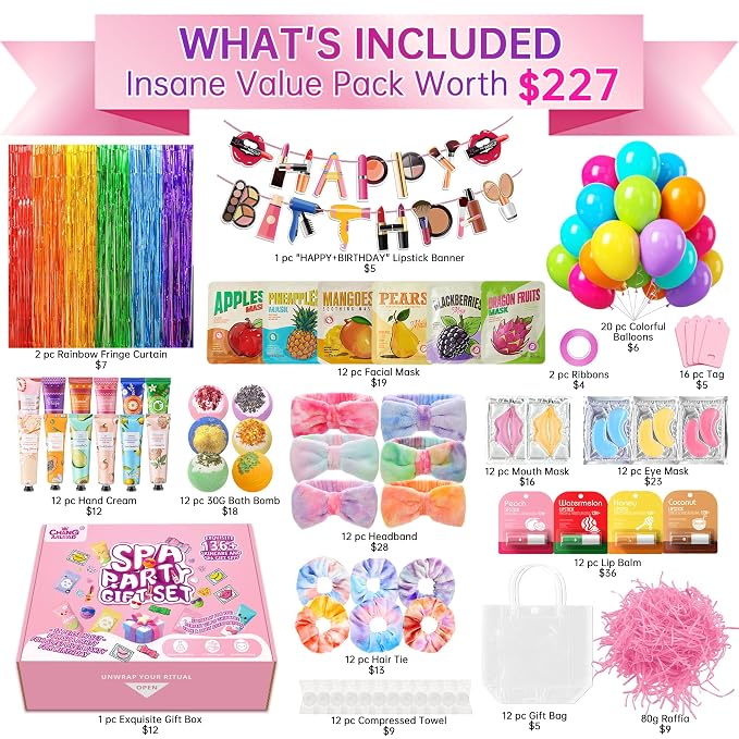 159Pcs Spa Birthday Party Decorations Kit-12 Spa Kits + Birthday - Image 2