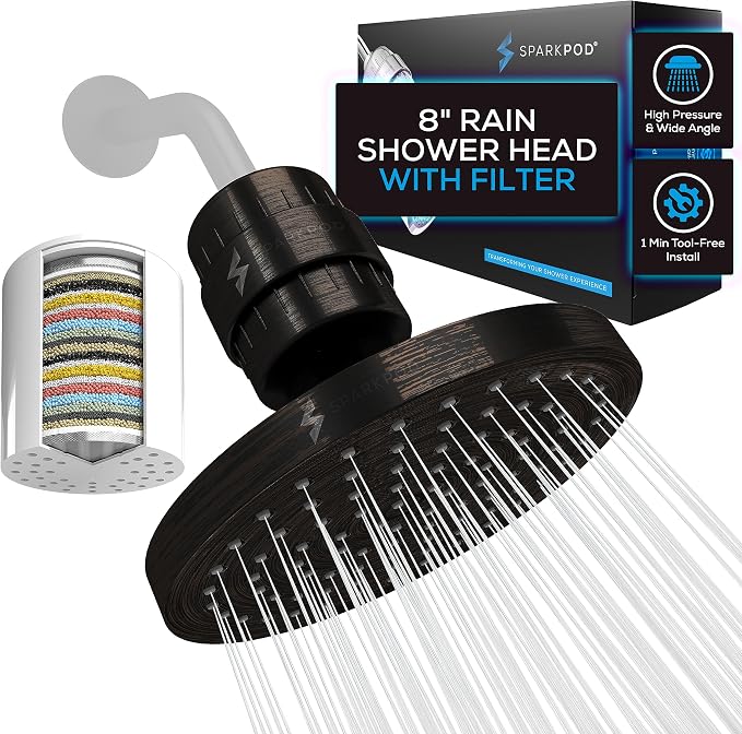 SparkPod Luxury Filtered Shower Head Set 23 Stage Shower Filter by SparkPod
