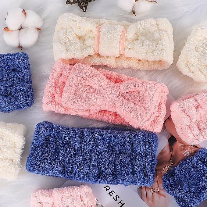 DiyJibb 9 Pcs Spa Headband for Washing Face, Skincare Headband and Wristband Set - Image 2