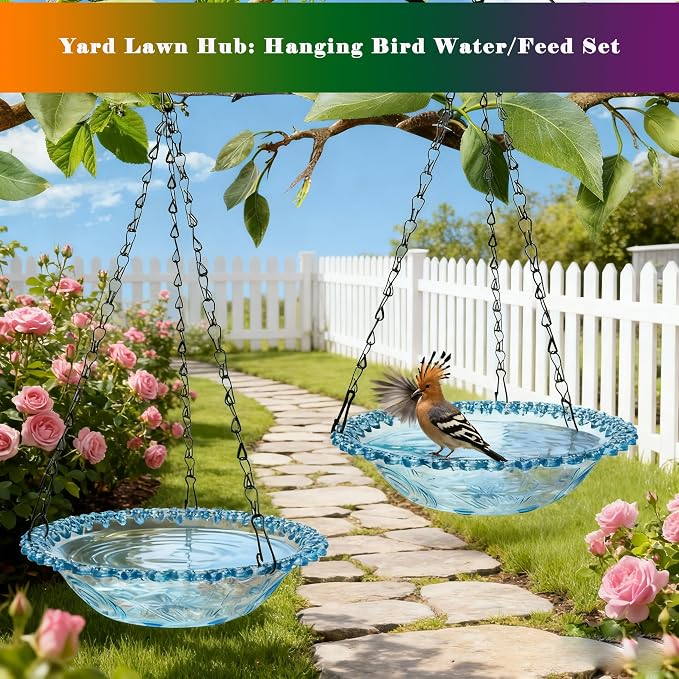 4 Pack Super Value Hanging Plastic Bird Baths and Feeders - Image 2