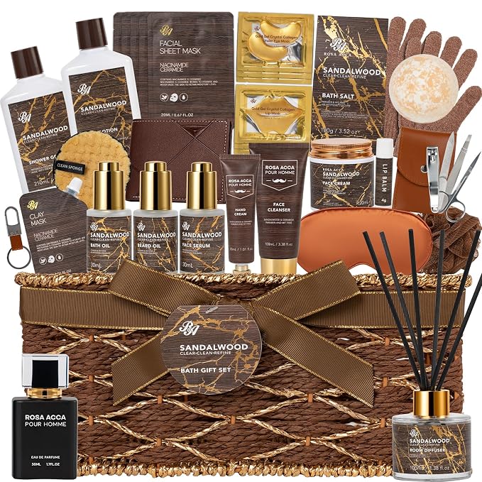 36 Pcs Sandalwood Bath & Body Gift Basket by RAROSAACCA