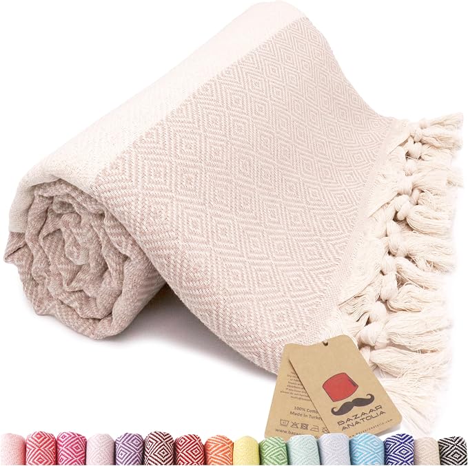 Bazaar Anatolia Turkish Bath Towel – 100% Cotton, Quick Dry, Sand Free Towel by BazaarAnatolia