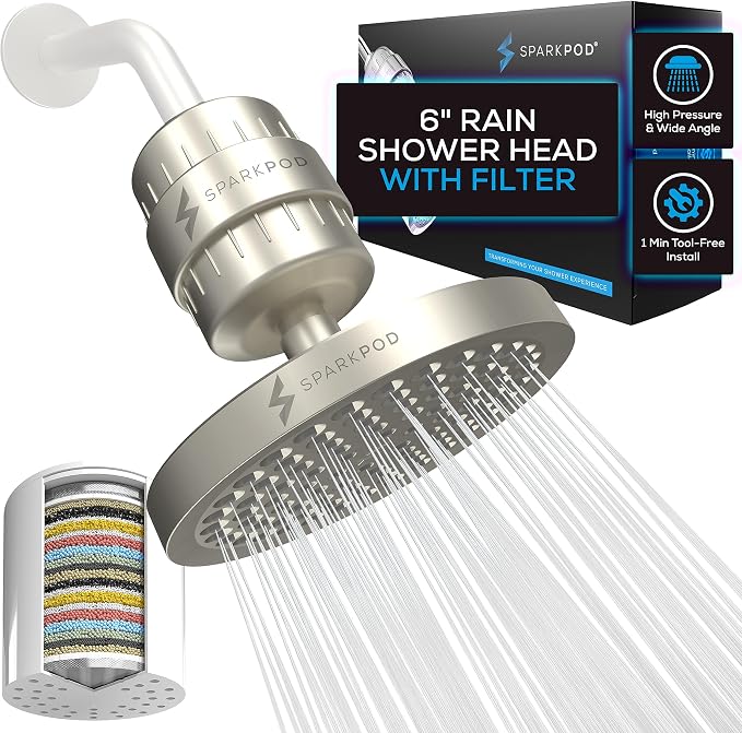SparkPod Luxury Filtered Shower Head Set 23 Stage Shower Filter by SparkPod