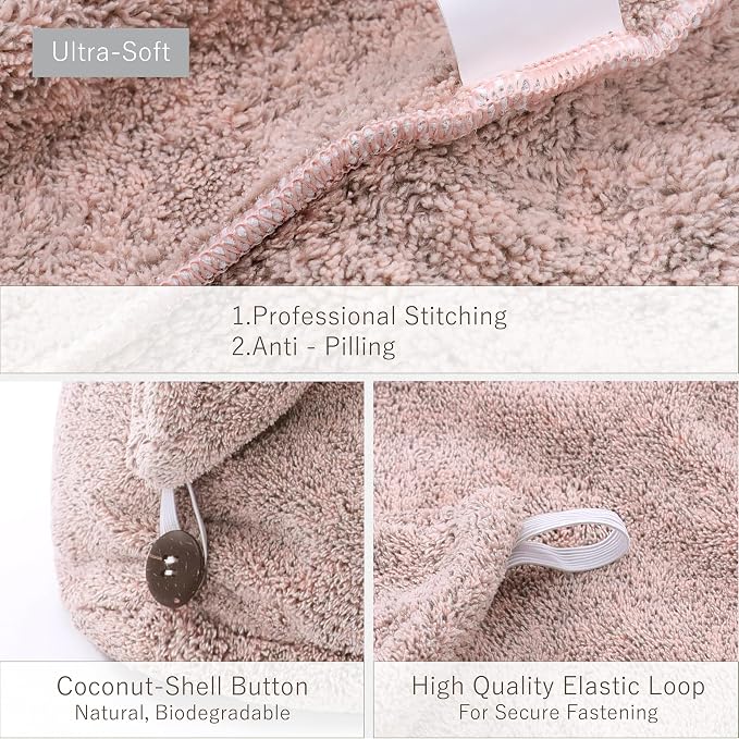 myHomeBody Hair Towel Wrap, Luxury Quick Drying Turban, Ultra Soft Absorbent - Image 5