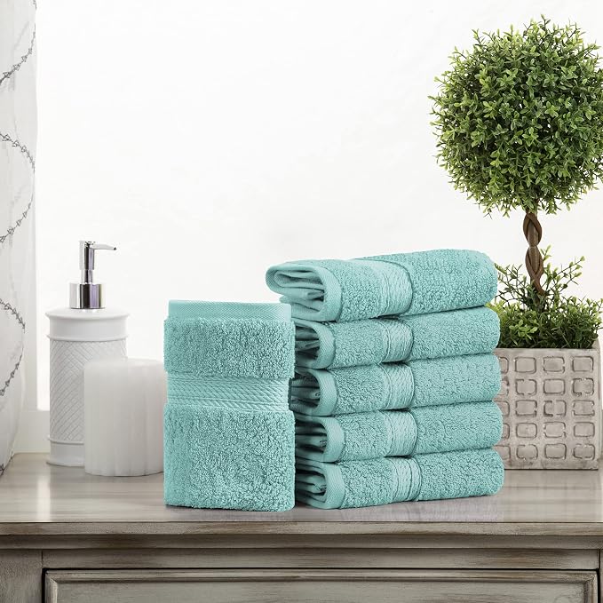 SUPERIOR Egyptian Cotton Pile Face Towel/Washcloth Set of 6, Ultra Soft Luxury - Image 2