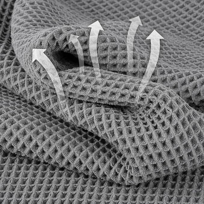 MICROFI New Microfiber Waffle Bath Towels, 2 Pieces, Fast Drying, Lint Free 430 - Image 2