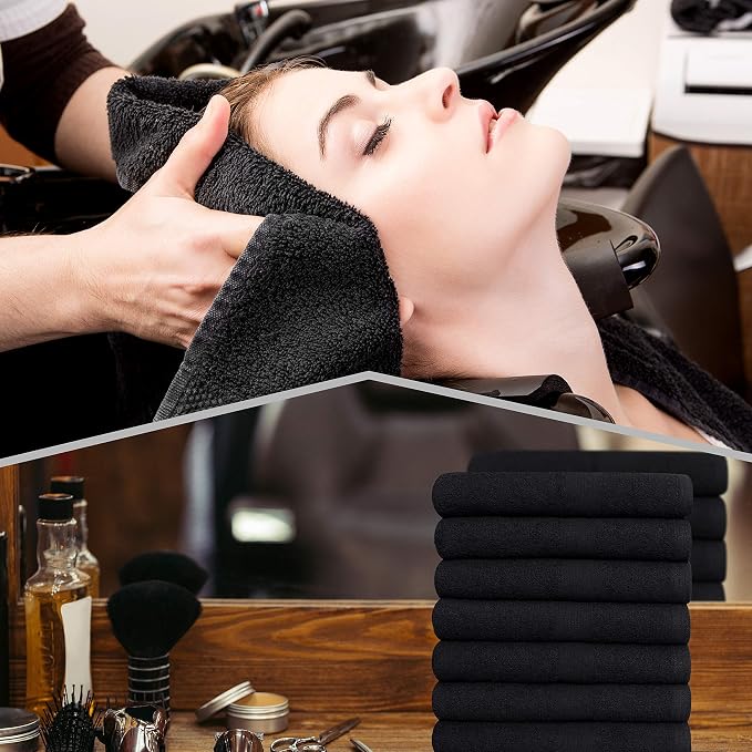 GREEN LIFESTYLE Black Microfiber Bleach Safe Towel Bulk Sets, Premium Spa - Image 8