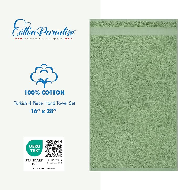 Cotton Paradise Hand Towels for Bathroom, 100% Cotton Turkish 4 Piece Hand - Image 4