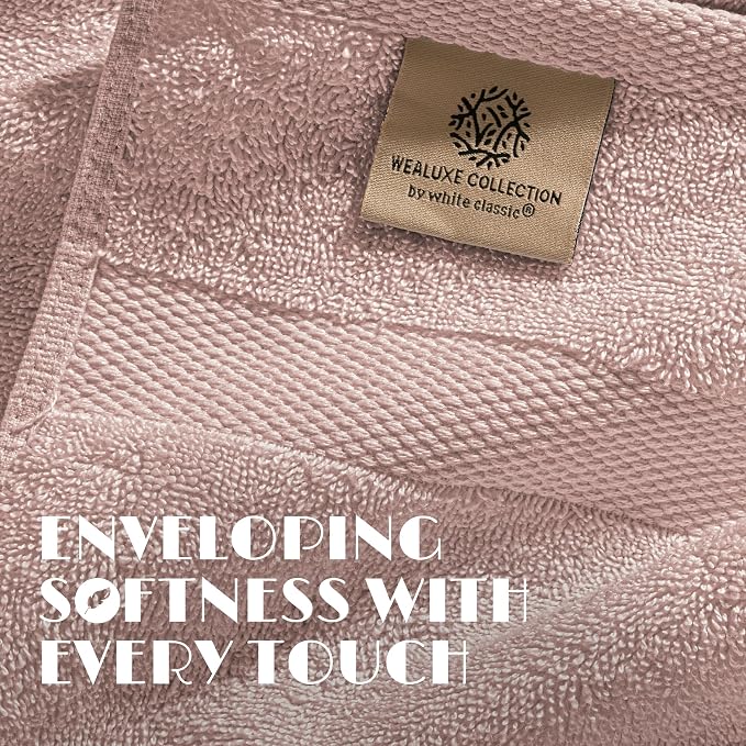 White Classic Pink Bath Towels 27x54 Inch, Cotton Towel Set - Image 3