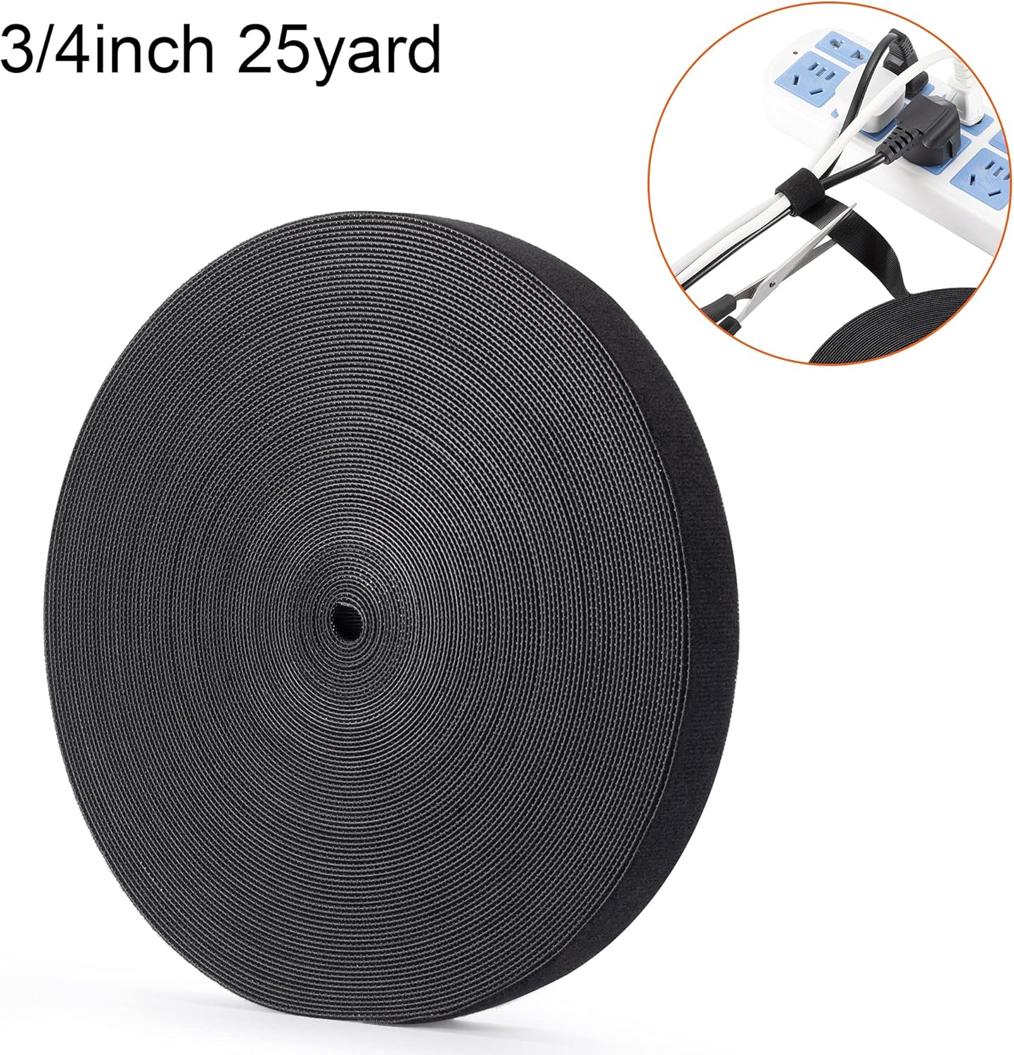 Reusable Wire Management Roll Nylon Fastening Cable Ties Straps Xnakko 3/4 inch double-sided hook and loop tape (Black, 25 yards)