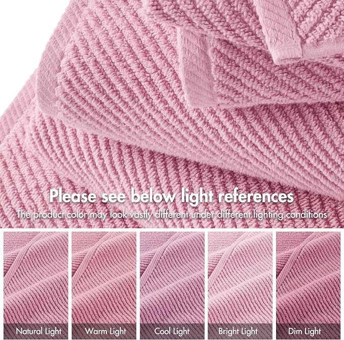 Madison Park Bathroom Towel Set of 6 Diagonal Ribbed, 500 GSM - Image 7