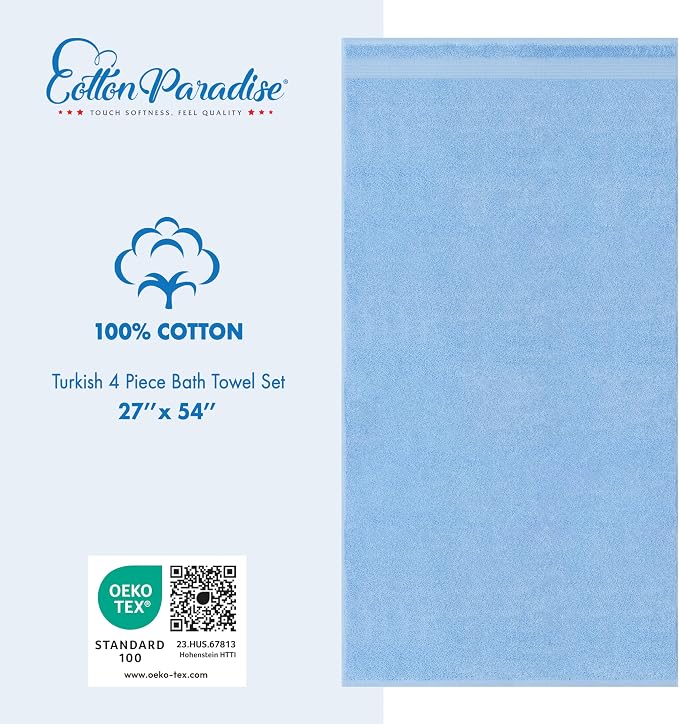 Cotton Paradise 4 Piece Turkish Bath Towels - Image 4