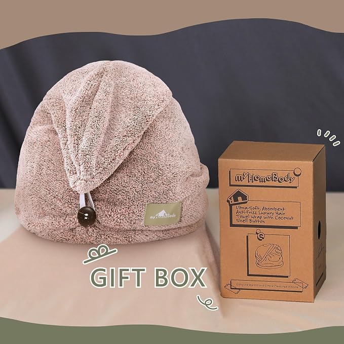 myHomeBody Hair Towel Wrap, Luxury Quick Drying Turban, Ultra Soft Absorbent - Image 7