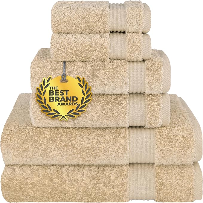 Cotton Paradise 6 Piece Towel Set, 100% Cotton Soft Absorbent Turkish Towels by UNITEDHOMETEXTILE
