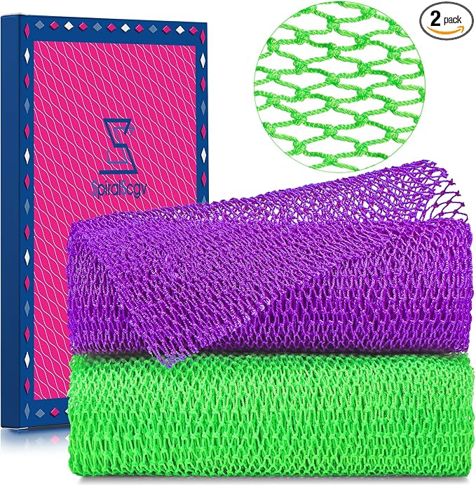2 Pieces African Net Sponge – Real Authentic Exfoliating Bath Sponges by SpiralScgv