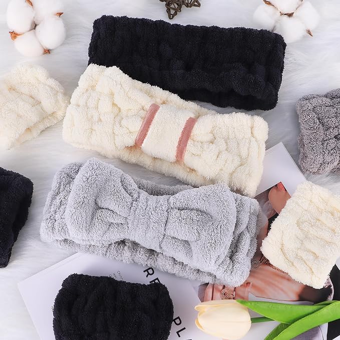 DiyJibb 9 Pcs Spa Headband for Washing Face, Skincare Headband and Wristband Set - Image 2