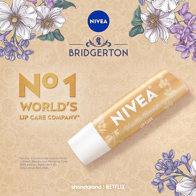 NIVEA Vanilla Biscuit Lip Balm, Nourishing Lip Care, Bridgerton Limited Edition - Image 5