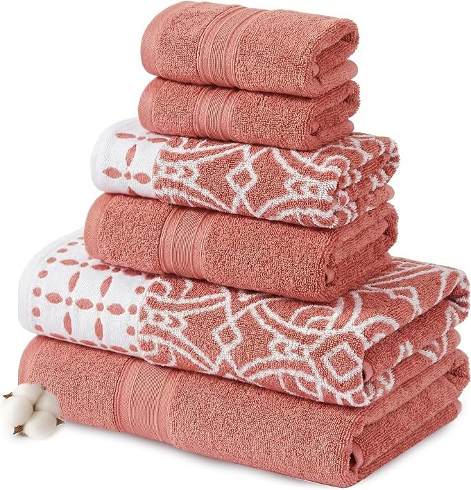 Modern Threads Monroe 6-Piece 100% Cotton Towel Set – Reversible Yarn Dyed by ModernThreads