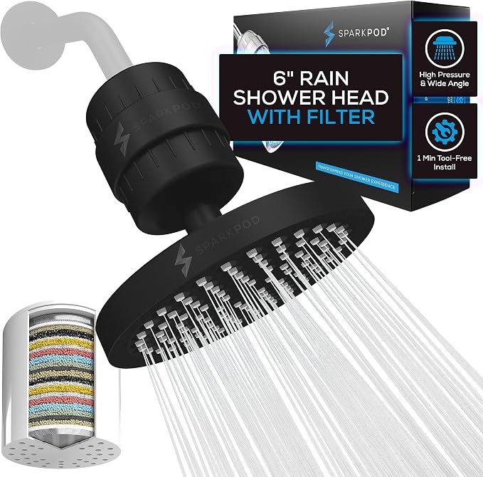 SparkPod Luxury Filtered Shower Head Set 23 Stage Shower Filter by SparkPod