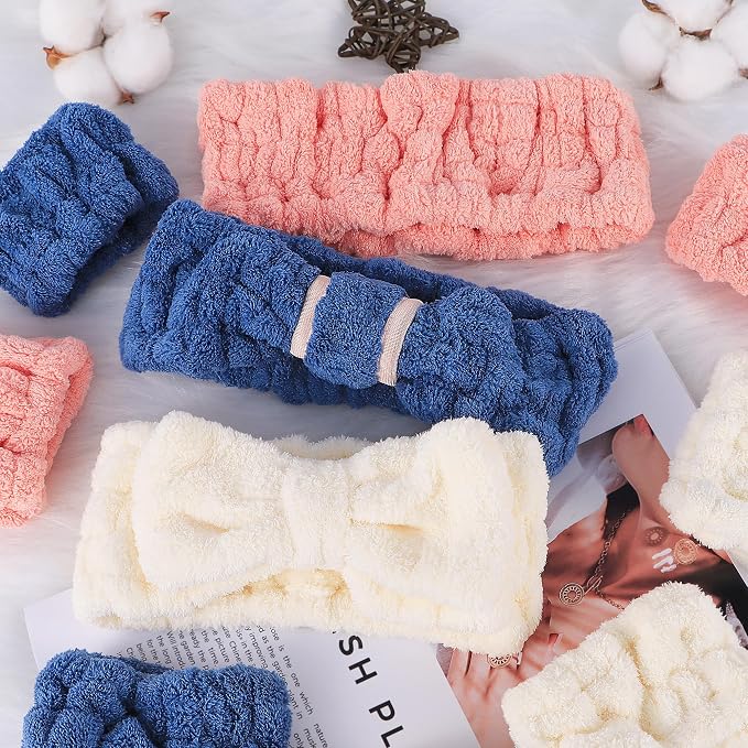 DiyJibb 9 Pcs Spa Headband for Washing Face, Skincare Headband and Wristband Set - Image 2