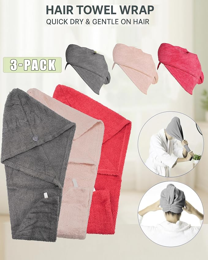 Textila 100% Cotton Hair Wrap Towels - Image 3