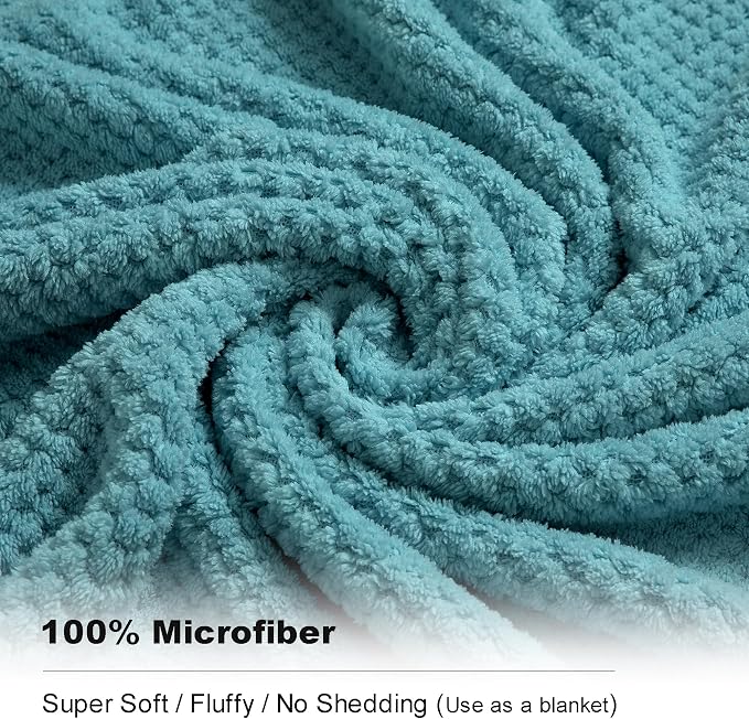 Smuge 8-Piece Turquoise Bath Towel Set, 2 Extra Large Bath Towel Sheets - Image 3