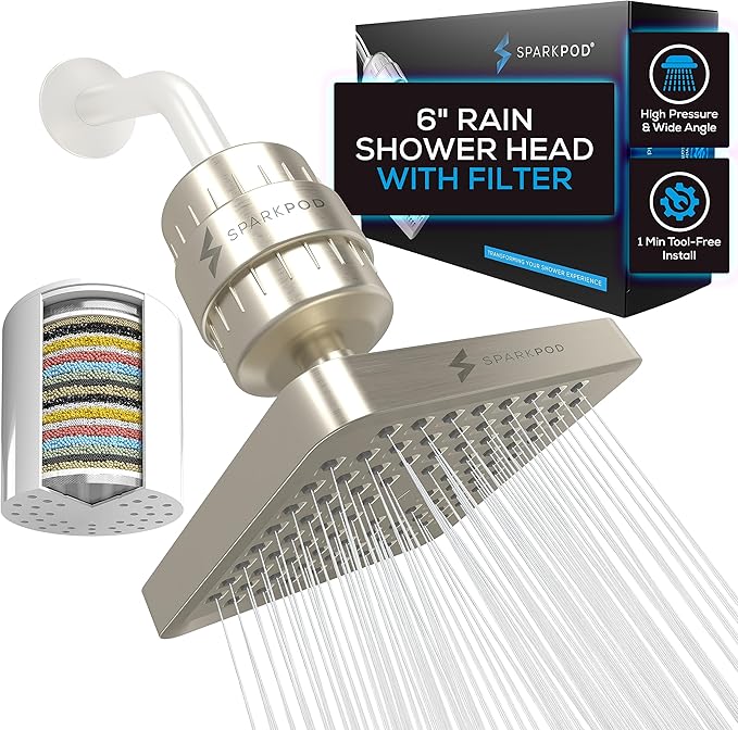 SparkPod Luxury Filtered Shower Head Set 23 Stage Shower Filter by SparkPod