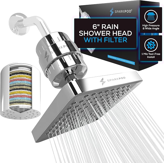SparkPod Luxury Filtered Shower Head Set 23 Stage Shower Filter by SparkPod