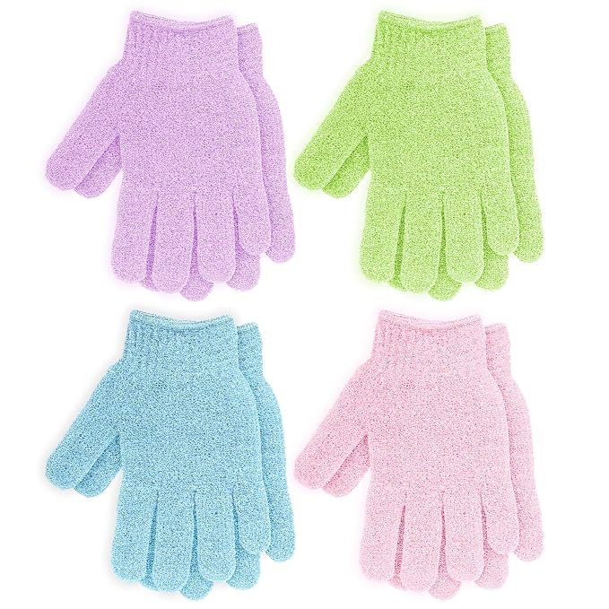 4 Pairs Exfoliating Gloves for Shower, Shower Gloves, Body Scrubber, Korean by FUNDREM