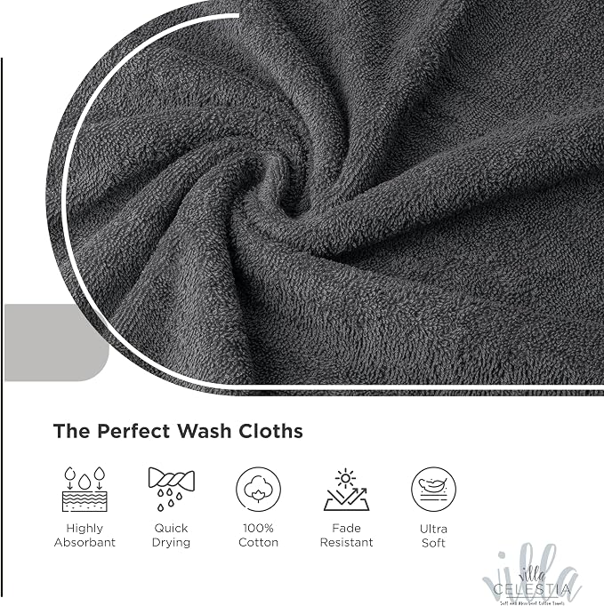 100% Cotton Wash Cloth for face & Body Set of 12, Sustainable, Highly Absorbent - Image 3