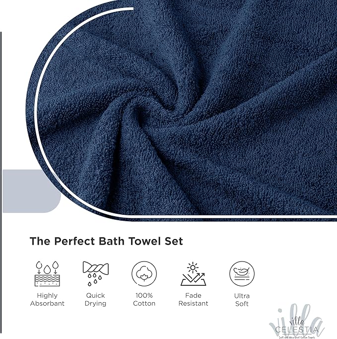 100% Cotton Bath Towel Set of 24-6 Bath Towels, 6 Hand Towels, 12 Wash Cloths - Image 3