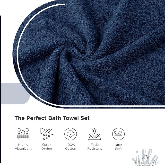 100% Cotton Bath Towel Set of 12-4 Bath Towels, 4 Hand Towels, 4 Wash Cloths - Image 3