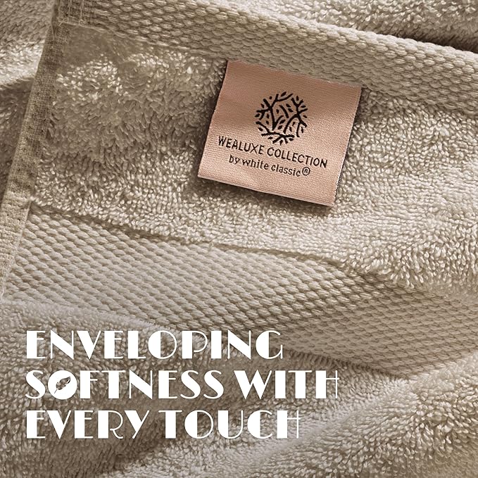 White Classic Wealuxe Taupe Hand Towels - Image 3