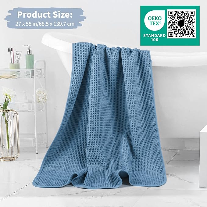 Microfiber Waffle Bath Towels, 4 Pieces, Fast Drying, Lint Free 430 GSM - Image 5