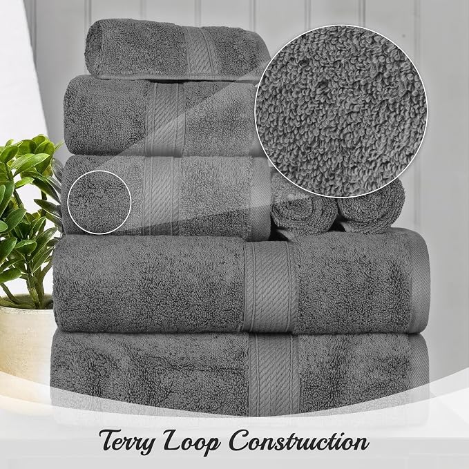 Superior Egyptian Cotton Pile Face Towel/Washcloth Set of 6, Ultra Soft Luxury - Image 6