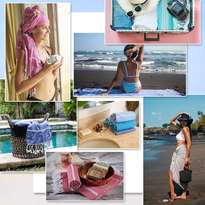 Cacala Lightweight and Thin Turkish Beach Towel 100% Cotton Sand-Free and - Image 5