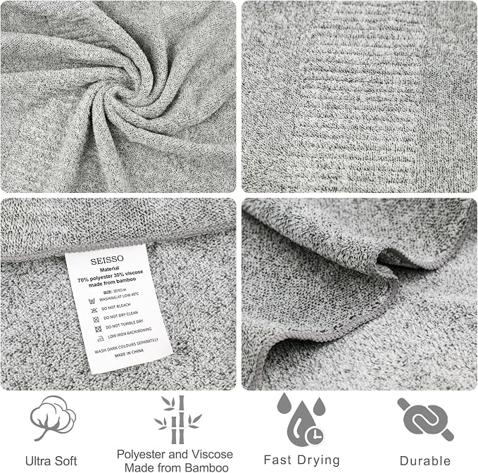 SEISSO Bath Towels Set of 4 Premium Bath Towels 35” x 63” Oversized Towels - Image 6